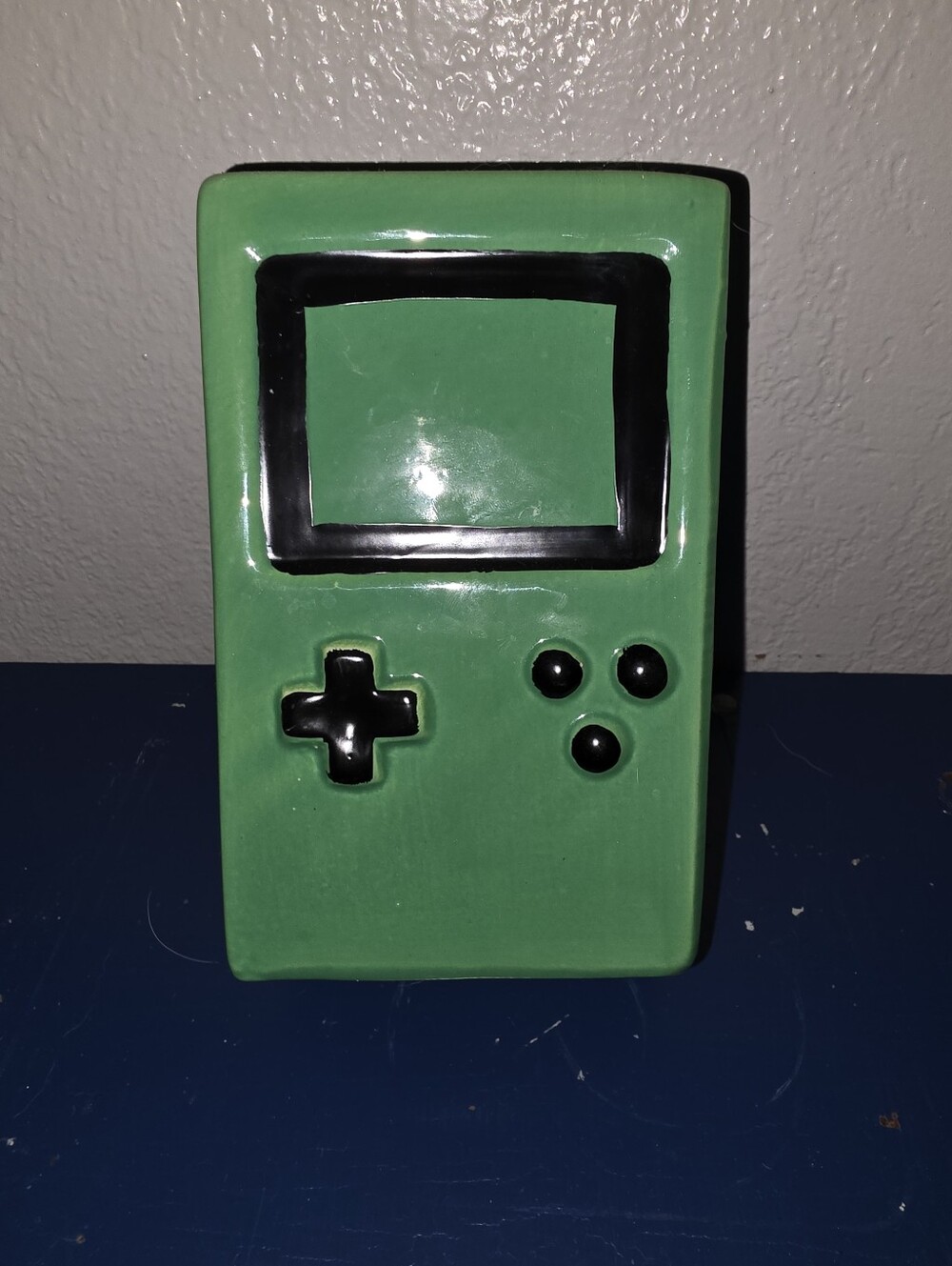 Green Handheld Game Console Ceramic Bank - Black Buttons